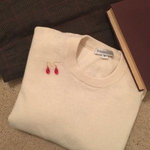 Cream white crew neck sweater/ jumper knitwear